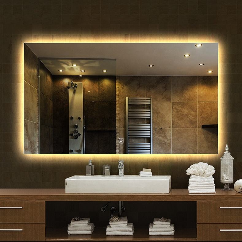 Wall Mirror Modern Design Bathroom Mirror With Light Defogging Backlit Large Led Wall Mirror