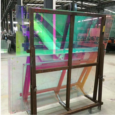 Silding Door Partition Commercial Hotel Building Art Colour Effect Dichroic Photochromic Glass Sheet Panel